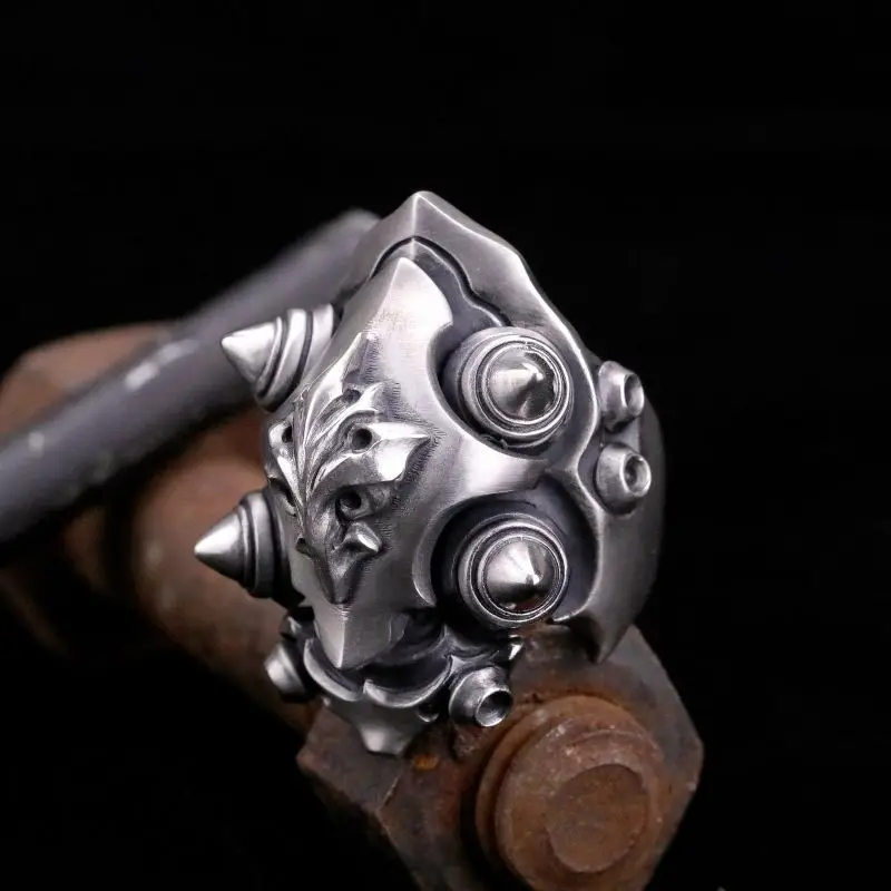 Fashion Metal Mecha Shield Rings Opening Carve Tangcao Flame Rings Gothic Punk Cool Rings for Men Women Jewelry Gifts
