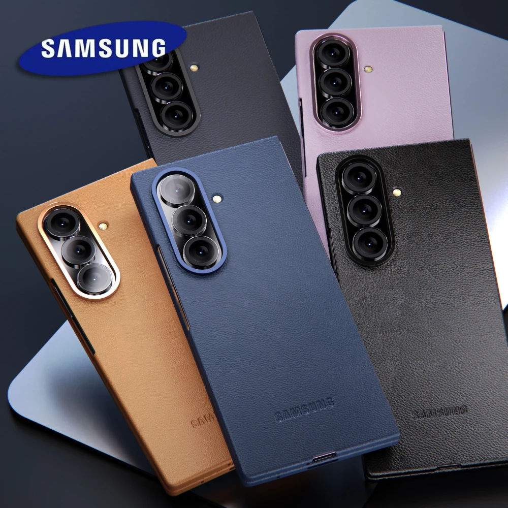 Original Samsung Galaxy ZFold 7 ZFold7 Case Z Fold7 Fold6 Fold5 Luxury Texture Leather Shockproof Protective Phone Back Cover