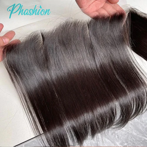 Phashion oreja a oreja 13X4 encaje Frontal recto 4x4 5X5 cierre solo onda del cuerpo Pre desplumado suizo transparente 100% cabello humano Remy