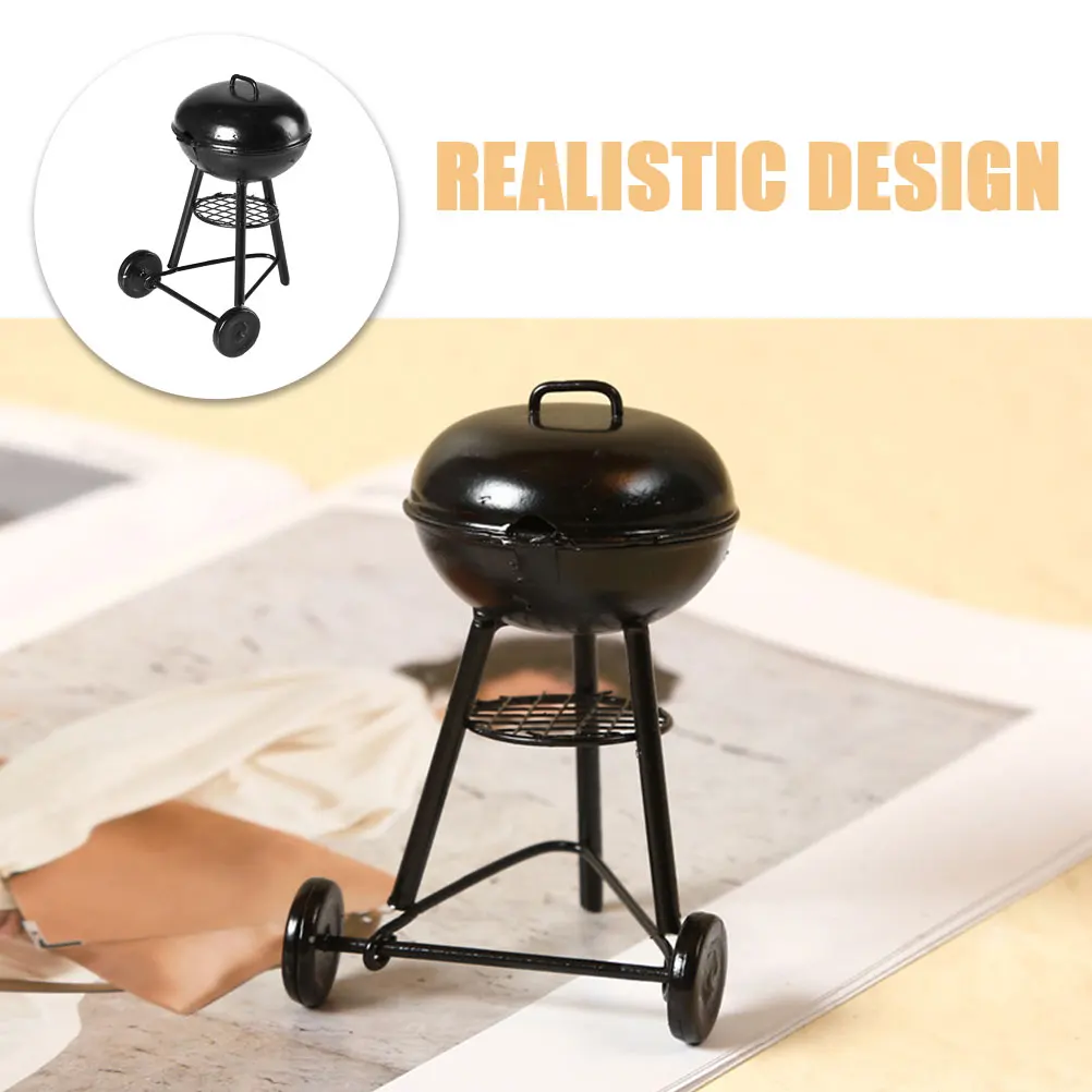 Miniature BBQ Stove Decorative Metal nament Mini L Bbq Stove Miniature Dollhouse Zinc Alloy Outdoor Garden Scene