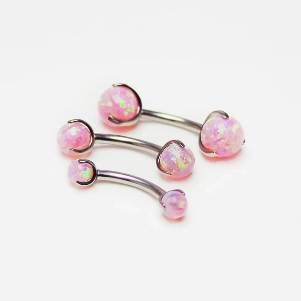 F136 Titanium Opal Eyebrow Piercing Curved Barbell Eyes Bulk Eyebrow Cartilage Ring Bite Labret Stud Tragus Piercing Wholesale