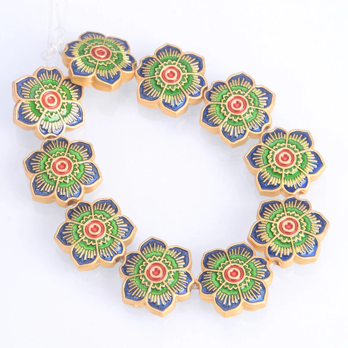 5pcs Enameled Flower Shape 15x14mm Golden Color Copper Metal Loose Beads For Jewelry Making DIY Findings