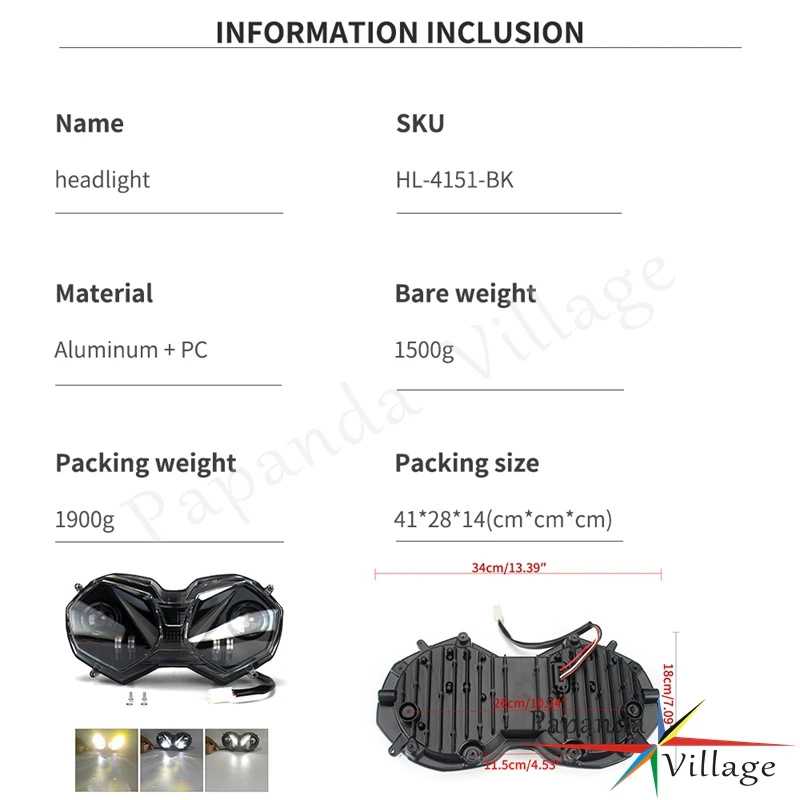 For Tiger 800 XC/XR/XCA/XCx Explorer XC XR XCA XCx XRT XRx Motorcycle Headlight Assembly Hi/Lo Beam Daytime Running Lighting