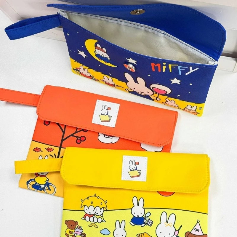 Cartoon Kawaii Miffy Good Looks New Large Capacity Portable Fabric Storage Bag Documents Information File Cosmetics Practical