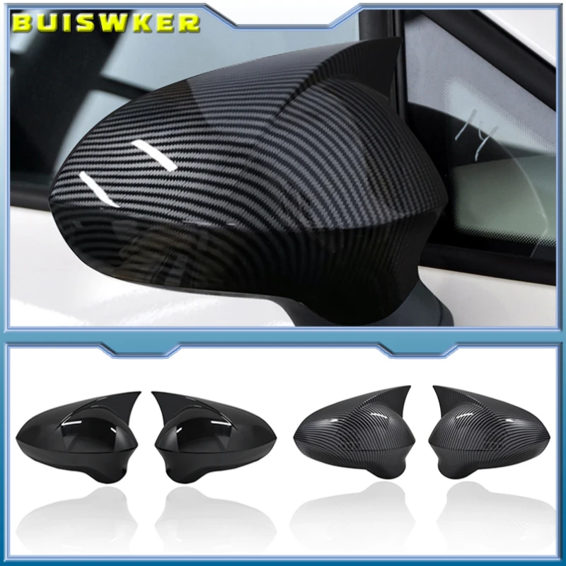 For Seat Ibiza MK4 2pcs Gloss Car Rear View Mirror Cover Caps Ibiza 6J 6P SC ST MPI TSI TDI Coupe Estate Hatchback 2008-2015