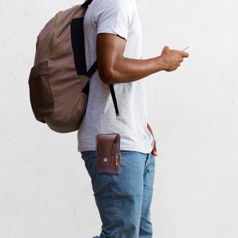 

Classic Texture Multi-function Men PU Waist Bum Bag Creative Design Chic Waterproof Casual Small Phone Wallet Pouch