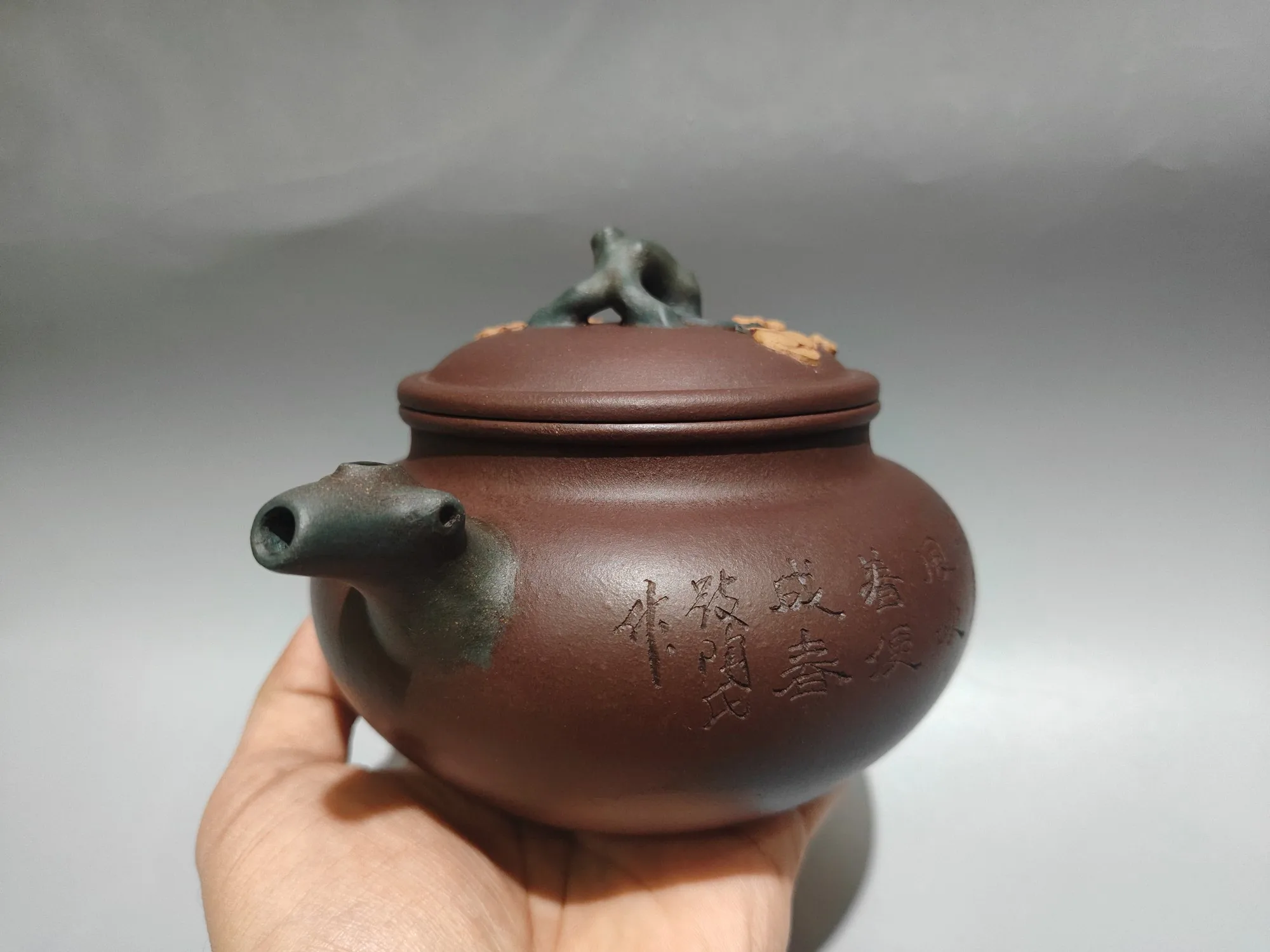 Yixing Purple clay teapot Tree root cover plum blossom pattern Tree stump spout pot Kettle Teapot flagon