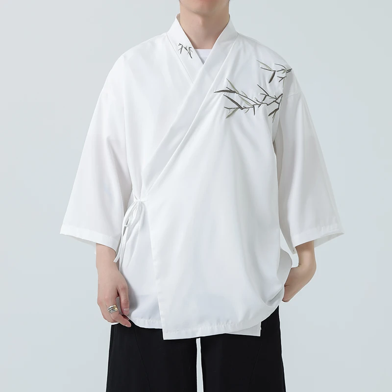 Kimono Men Cloak Kimono Para Hombre Black Coat White Cloak Beach Shirt Summer Haori Men Unisex Samurai Clothing Japanese Men