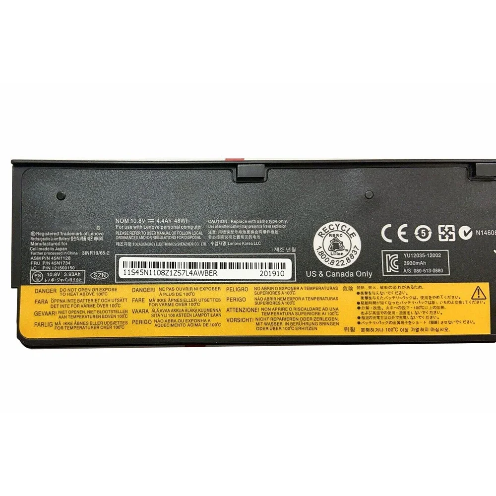 Brand New Original 68+ 10.8V 48Wh 72Wh Laptop Battery for Lenovo ThinkPad X240 X250 X260 X270 T450 T440 T440s 45N1136 45N1128