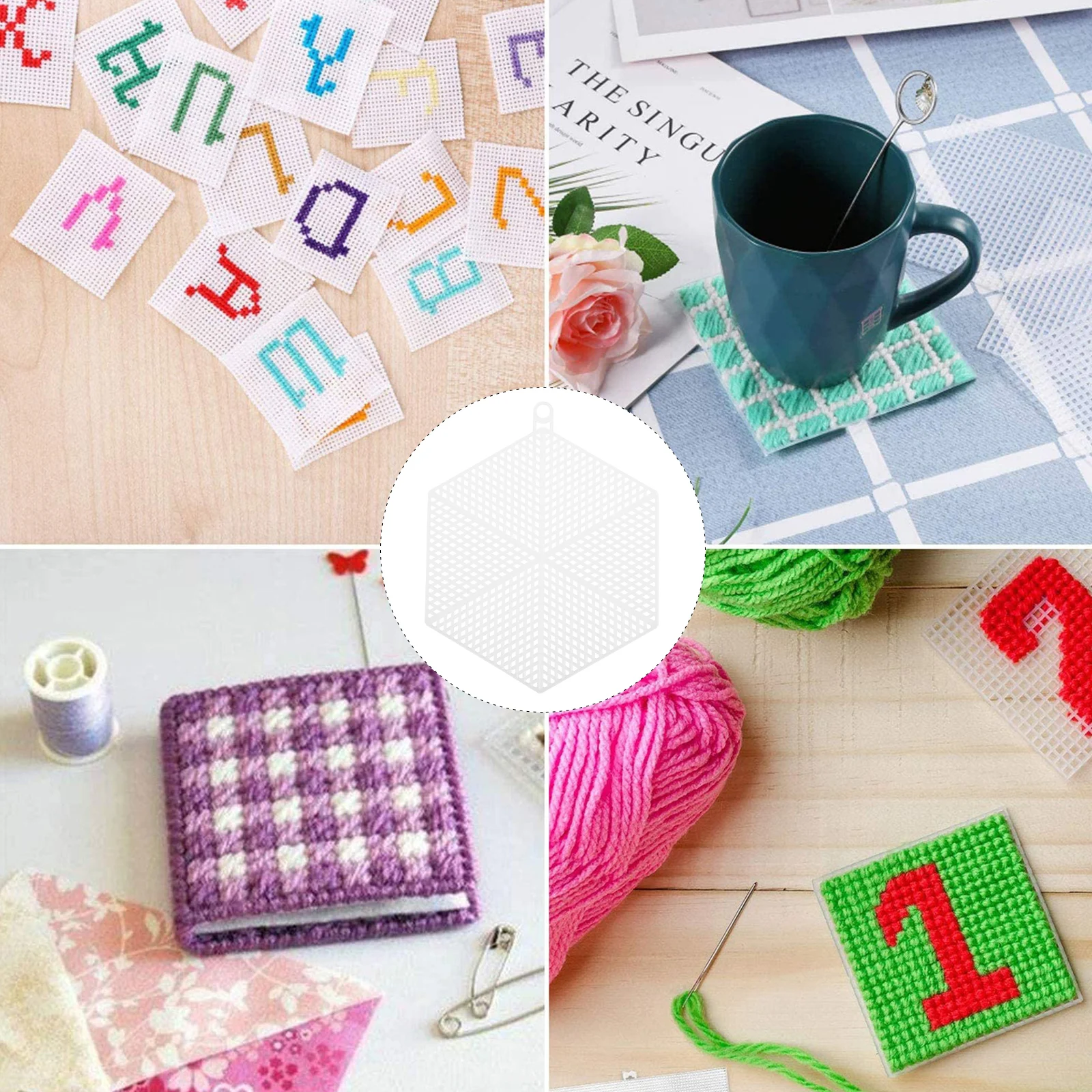 

10 Pcs Three-dimensional Embroidery Mesh Plastic Sheets DIY Colored Coasters Bags Sewing Smooth White Cup Mat Bookmarks