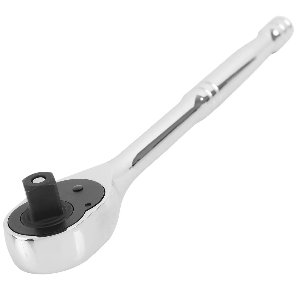 Chrome 1/2 Inch Drive 72-Tooth Pear Head Ratchet Heavy Duty Steel Quick Release Ergonomic Handle Easy Operation Tools