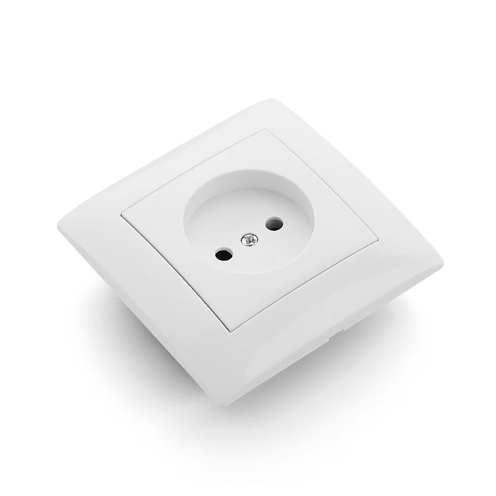 Enchufes de CA Blancos, Clásicos, de Plástico, Sin Conexión a Tierra, Resistentes al Fuego, Empotrados en la Pared, 250V, Estándar Europeo