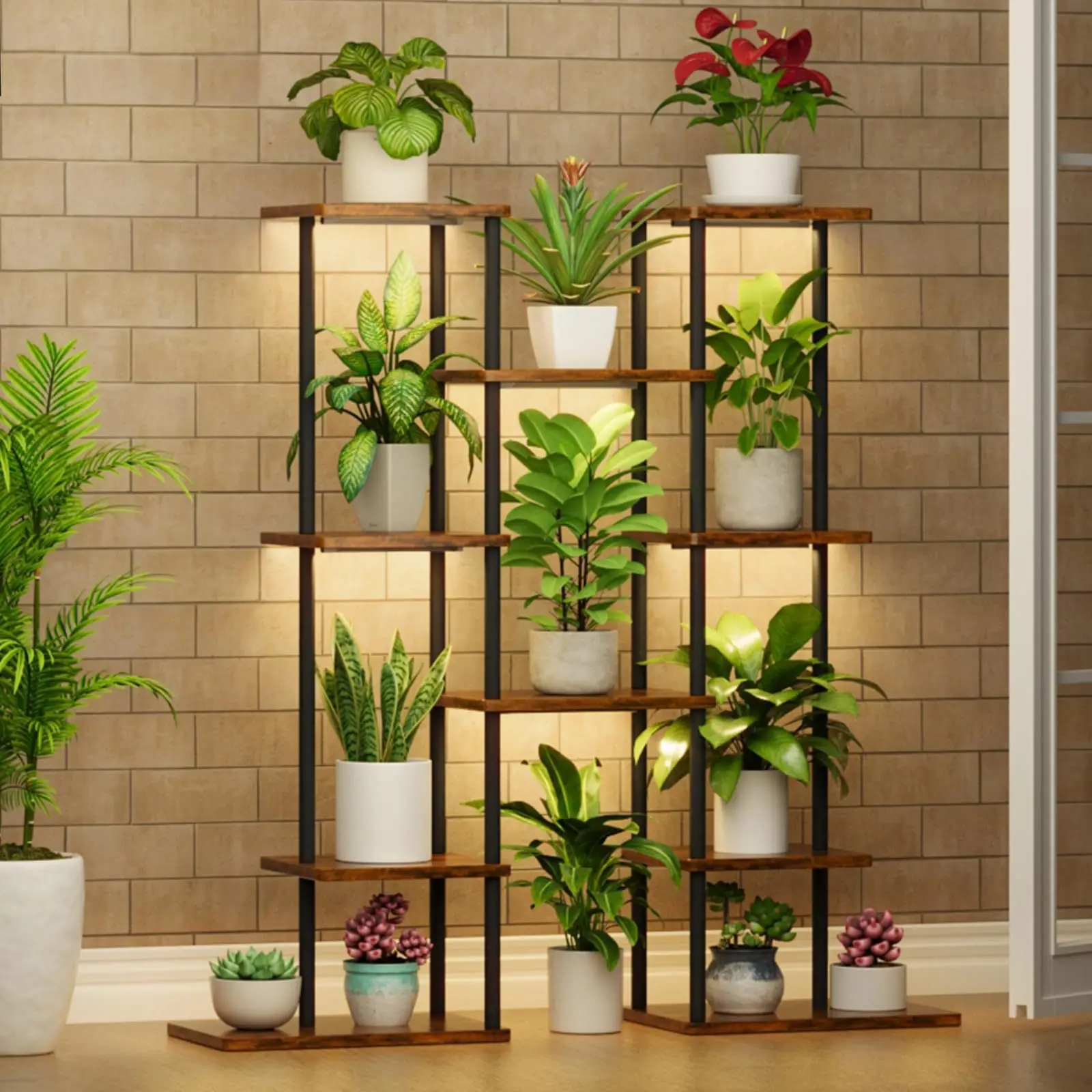 Indoor plant bracket 6-layer metal stand Corner flower stand Display Floor-to-ceiling baffle