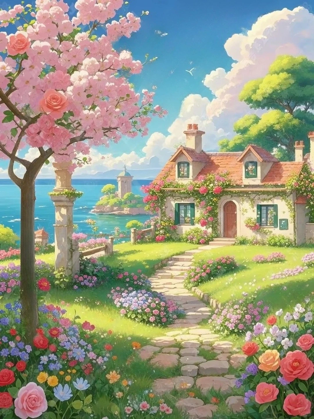 Oil Painting By Numbers House Landscape Frameless Idyllic Small House Forest Lake Scenery Canvas Wall Decor For Study Room