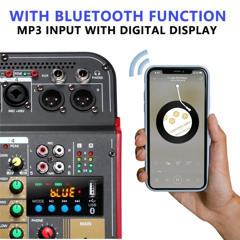 Imagem -05 - Usb Bluetooth Reverb Processador de Áudio 6-channel Audio Mixer Conferência ao ar Livre Cante ao Vivo com Placa de Som