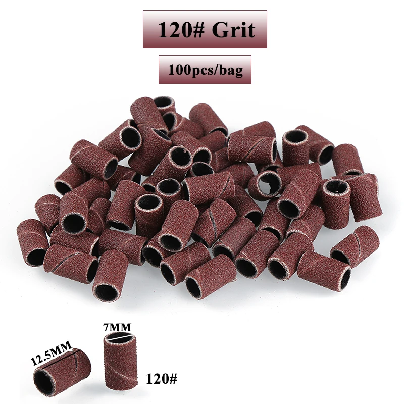 100 개/갑 전기 매니큐어 기계에 대 한 네일 샌딩 밴드 240/180/120/60 그릿 네일 드릴 비트 파일 페디큐어 네일 액세서리