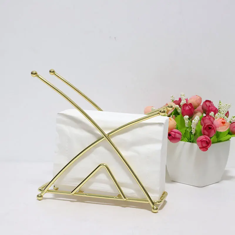 

Nordic gold iron paper towel rack metal vertical napkin folder coffee shop hotel board paper folder table storage rack