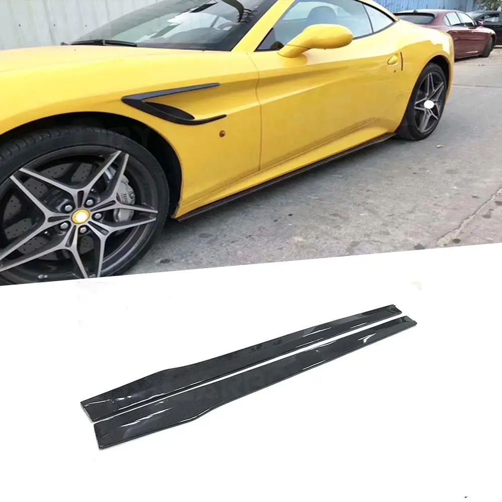 2pcs Car Kit High Quality Carbon Fiber Side Skirts For Ferrari California Bumper Lip FRP Car Styling