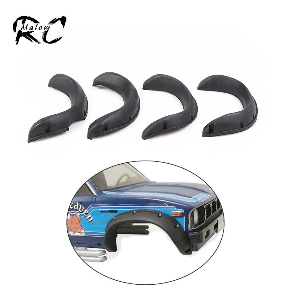 Rubber Fender Flares Wheel Arch Protector Mud Flaps for 1/10 RC Crawler Car TAMIYA Bruiser Hilux RC4WD TF2 Mojave Body Shell