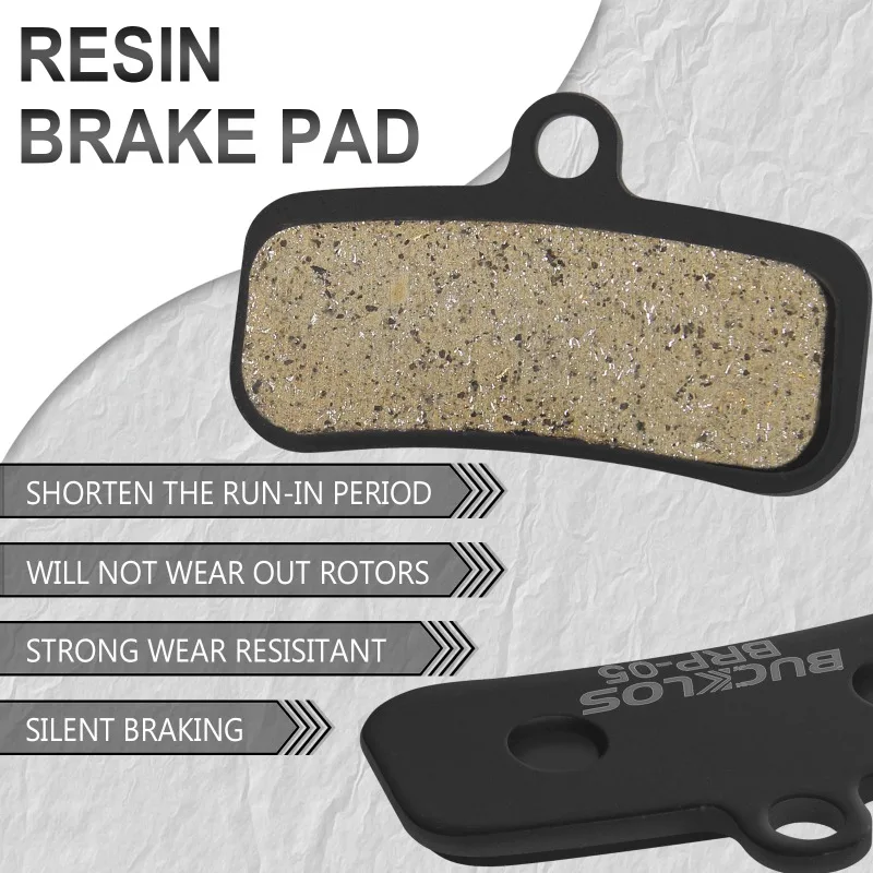 BUCKLOS Resin Bicycle Brake Pads for SHIMANO D02S/D03S N03A Bike Disc Brake Pads MTB Wear-resistant