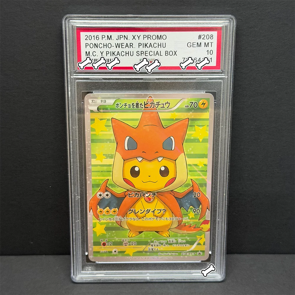PTCG DIY 2016 P.M. JPN. PONCHO PROMOCIONAL XY. PIKACHU M.C. Y PIKACHU SPECIAL BOX Base Set GREY HAT VAN GOGH Cartão Proxy de Jogo Brinquedo