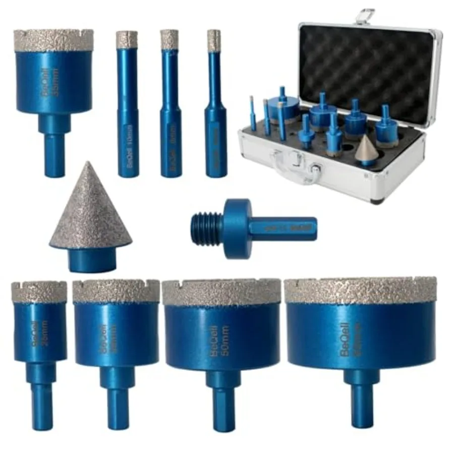 

Diamond Hole Saw Kit Triangle Shank Diamond Core Drill Bit Set for Porcelain Tile Ceramic Marble Brick Granite Stone6/8/10/25/3
