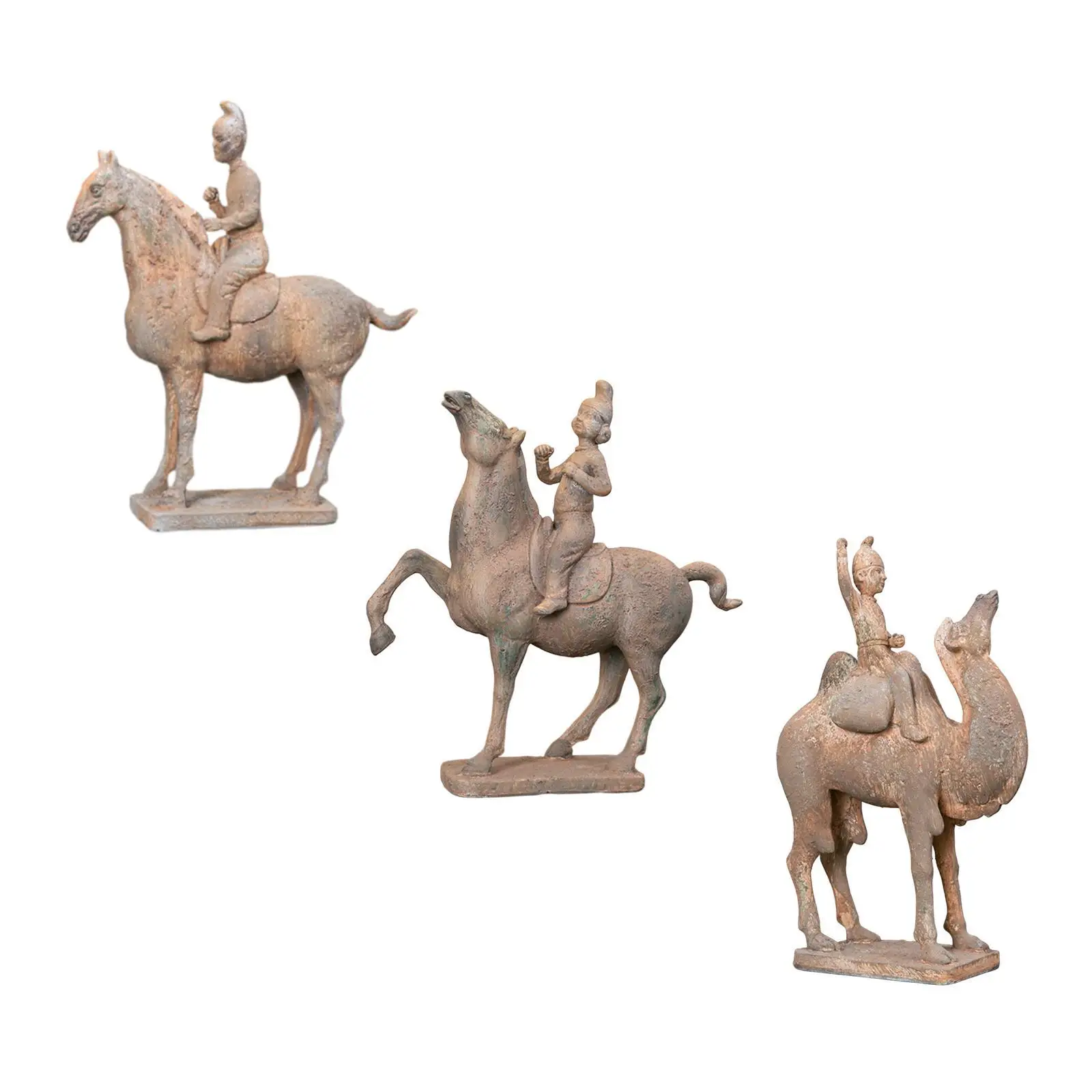 Riders Statuette Simulated Unearthed Pottery for Office Desktop