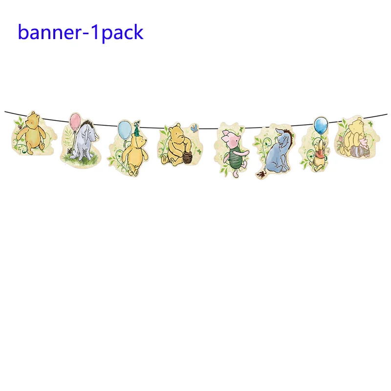 Disney Winnie de Poeh Feestdecoratie Feestservies Set Decor taarttopper banner voor meisjes Verjaardagsfeestje Supplies Set