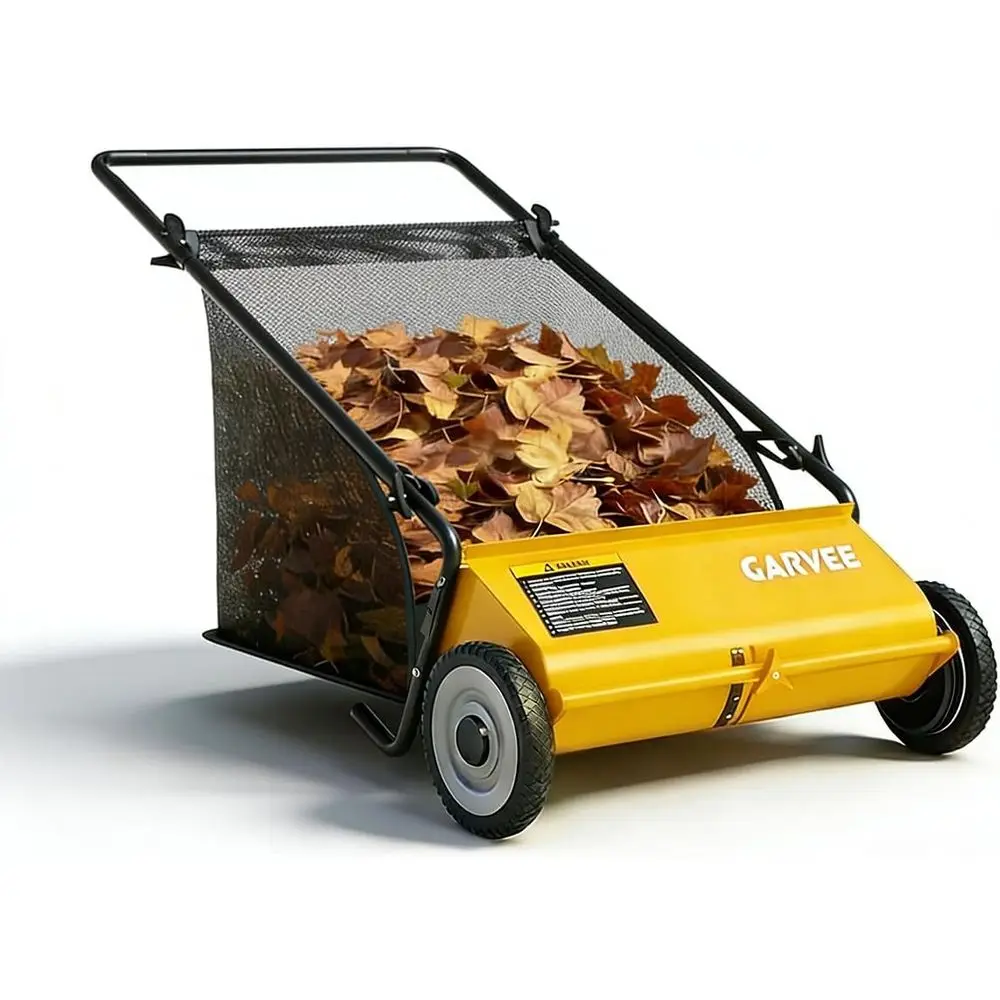 

Широкая газонокосилка-подметальщик с 4 щетками, 26 дюймов, 7 куб. футов. Сетчатая сумка, регулируемая по высоте, из прочной стали, желтая