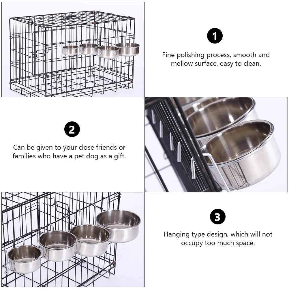 

Stainless Steel Pet Food Bowl Hanging Cage Feeding Cat Dog Tableware Eco Friendly Durable Anti Rust Easy Clean Portable Pet