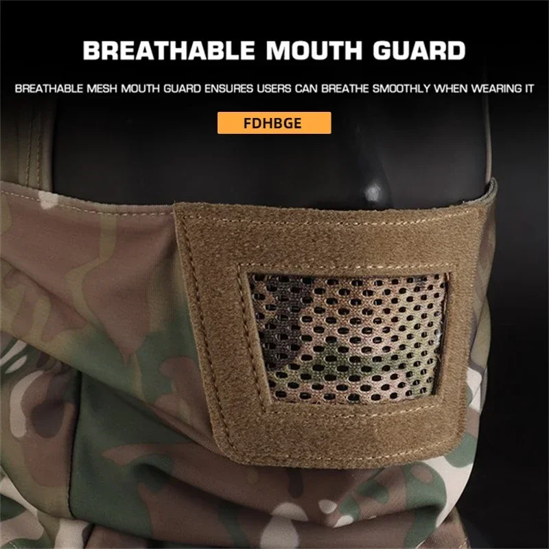 FDHBGE Capacete tático Máscara facial completa Caça Caminhadas Ciclismo Wargame Tiro Esportes ao ar livre Proteção à prova de vento respirável