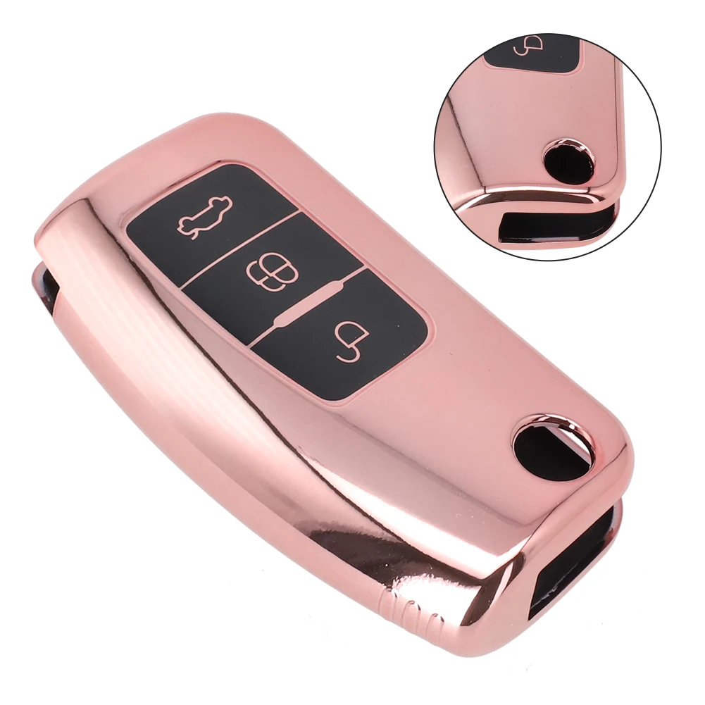 Key Key Chain Parts Protective For Ford for fiesta for Focus Remote Replacement Gold for tpu 3 Button Accessory Cover