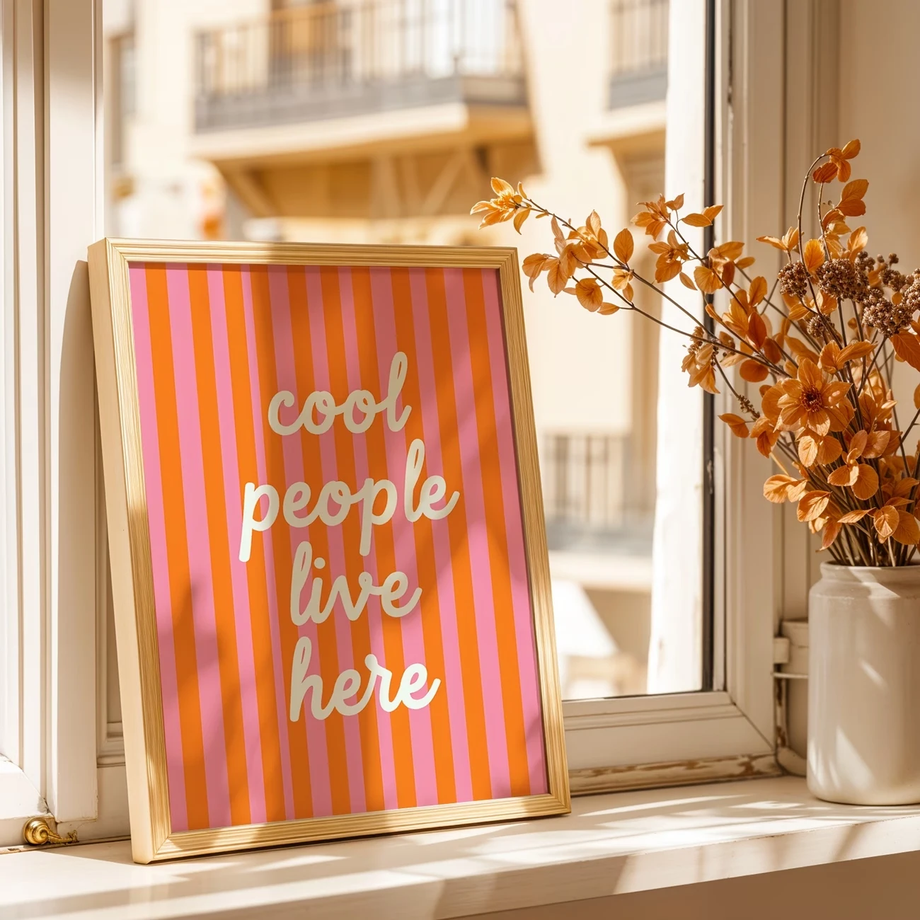Modernes Wandkunstbild mit Zitat „Cool People Live Here“ auf Leinwand, Poster, Bild für Wohnzimmer, Schlafzimmer, Heimdekoration