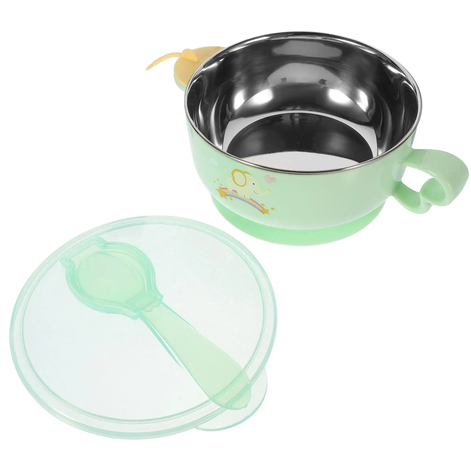 

Suction Cup Bowl Set Baby Bowls Toddler Spoons Stainless Steel Infant Durable Random Patterns Heating Cooling Feeding