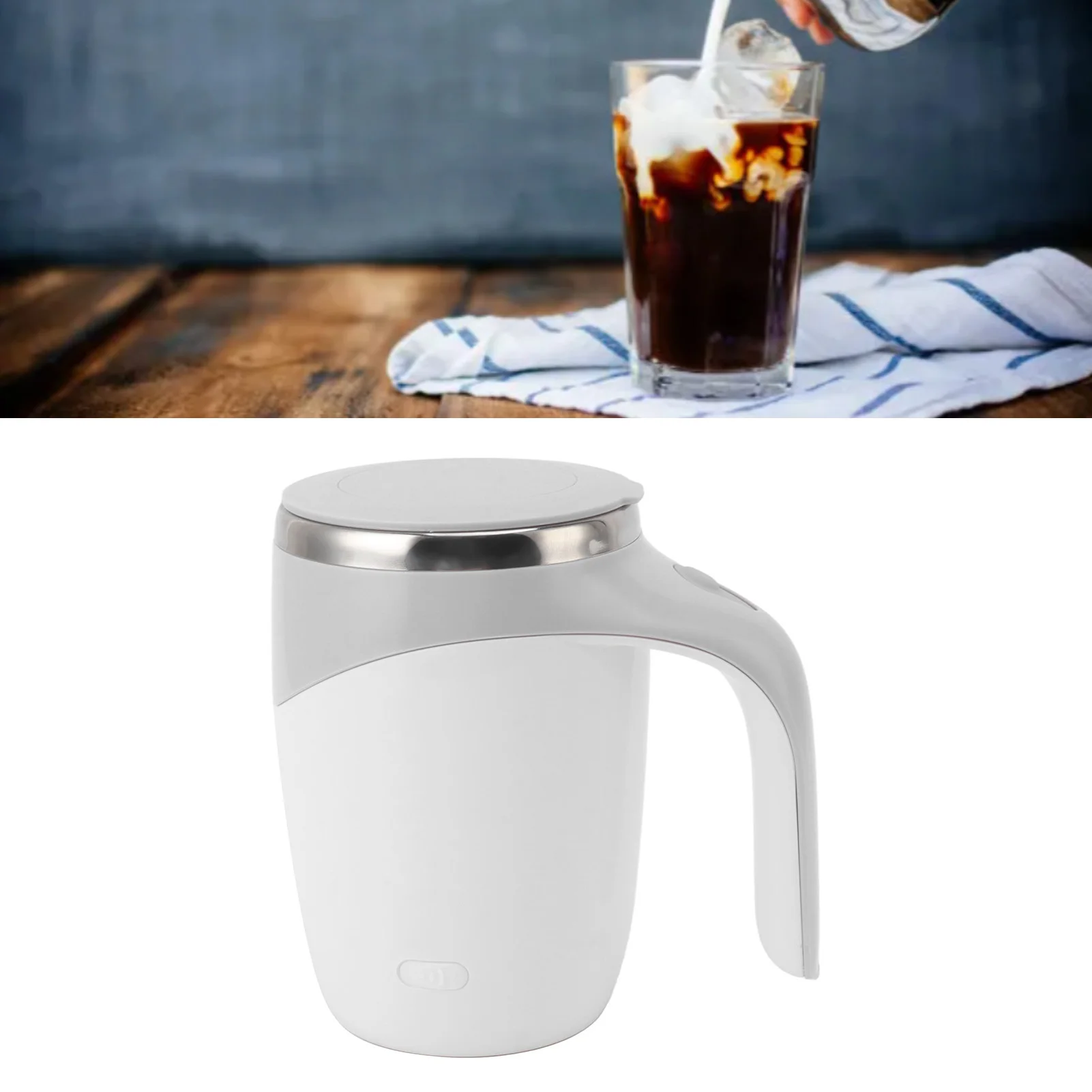 Taza de café con agitación magnética automática, taza con agitación automática alimentada por batería, taza mezcladora eléctrica con forro de acero inoxidable