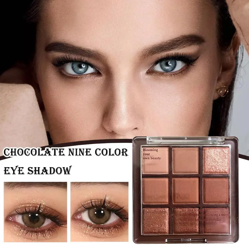 1pcs Chocolate Eyeshadow Palette Painted Chocolate Matte Sequins Glitter Natural Nine-Color Eye Shadow Dark Makeup Cosmetics