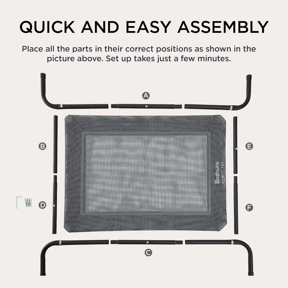 سرير كلب مرتفع خارجي كبير الحجم، سرير محمول للتبريد الداخلي والخارجي مع أقدام مقاومة للانزلاق،