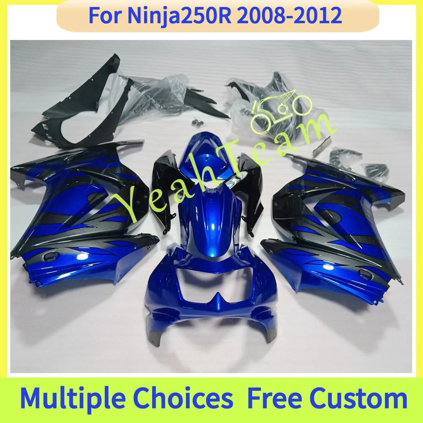 

Complete ABS Plastic Fairing Kit for Kawasaki Ninja 250R 2008 2009 2010 2011 2012 NINJA250 Bodywork Replacement Parts