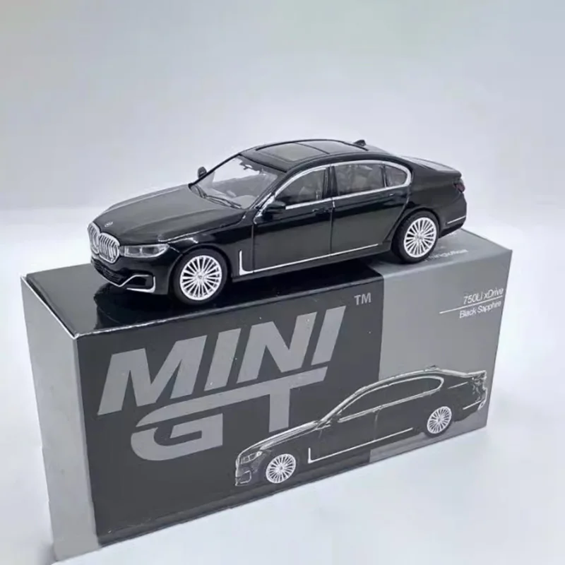 TSM MINI GT 1:64 750Li xDrive أسود/Alpina B7 سبيكة نموذج سيارة حلية تذكارية عرض مجموعة هواية هدية