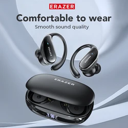 Erazer XT80 OWS 진정한 무선 헤드폰 Bluetooth 5.4 스포츠 헤드셋, 마이크 취소, 낮은 대기 시간, 매우 긴 내구성