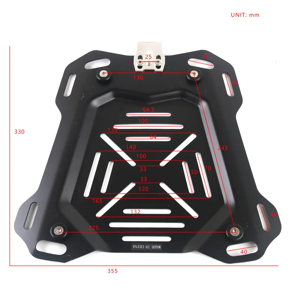 Caja trasera de placa de acero de 45l/55L/65L, Base de liberación rápida, placa inferior de estampado, accesorios para estante de caja trasera de motocicleta