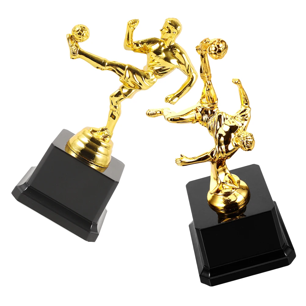 

2pcs Soccer Football Award Trophy Cup for Sports Competition Table Decor Championship Medal Prize Plastic Decorative Trophy