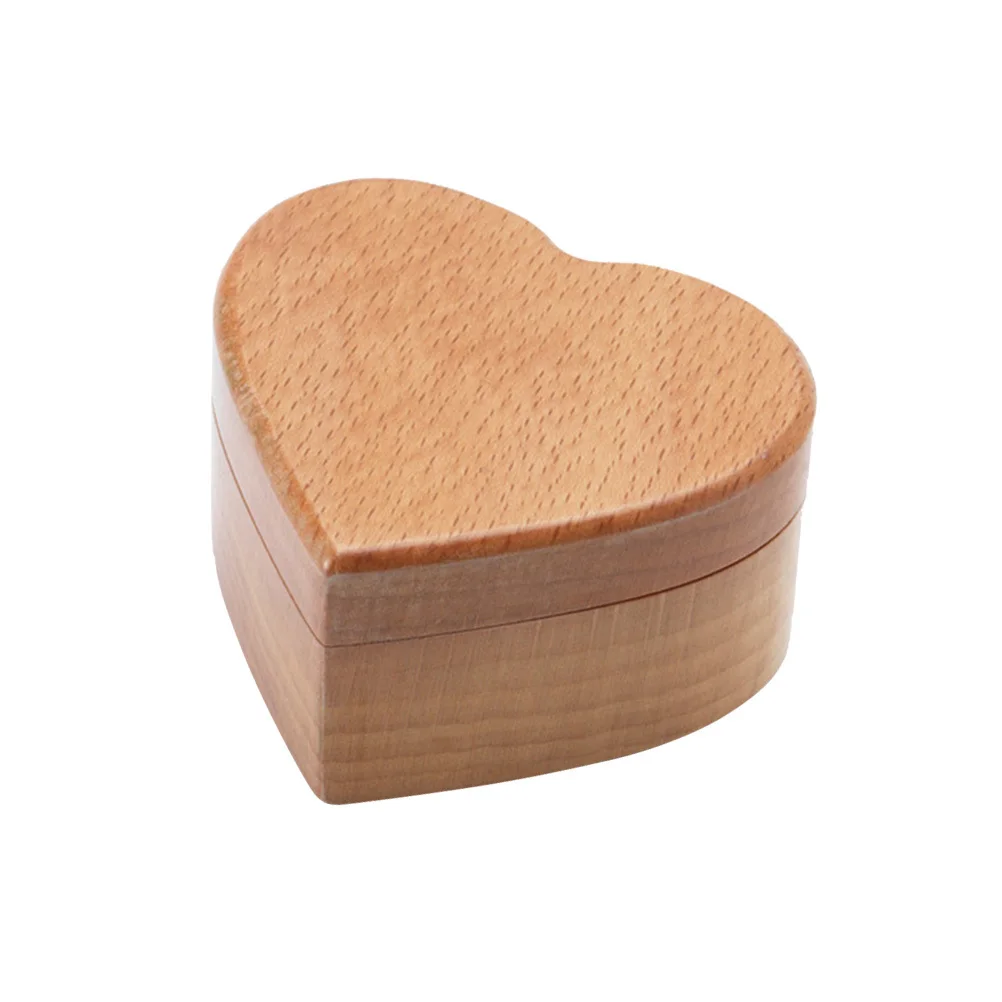 Wooden Heart Shape Beech Jewelry Box Vintage Organizer Ring Storage Case Wedding Valentine's Day Gift Jewelry Organizer