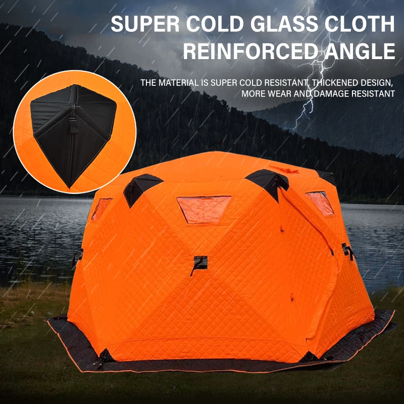 Hexagonal Mammoth Winter fishing Tent Outdoor With Windows Automatic Quick Opening Tent 5/8 Person Windproof and Waterproof