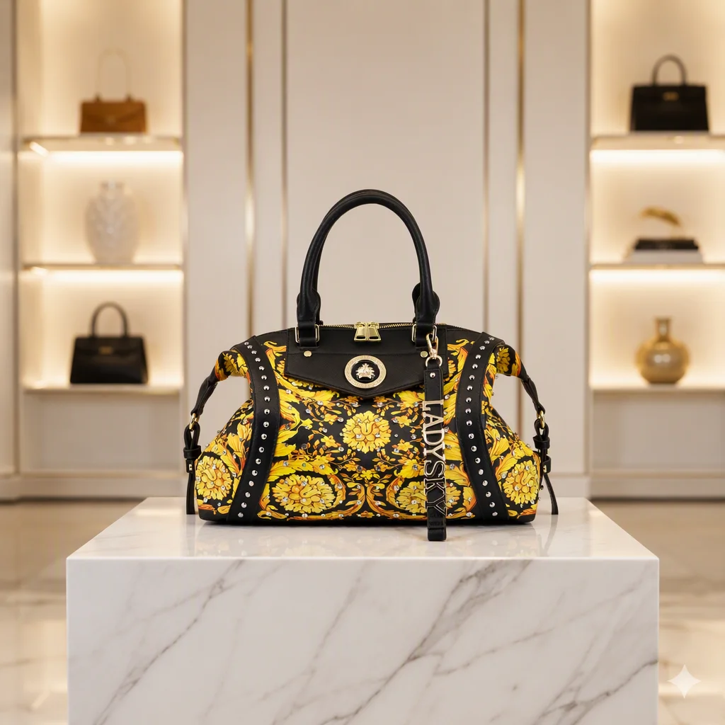 Ladysky Fashion Diamond Handbag Women Quality Ladies Shoulder Bag Large Capacity Female Bag with Metal Letter Trending Supplier