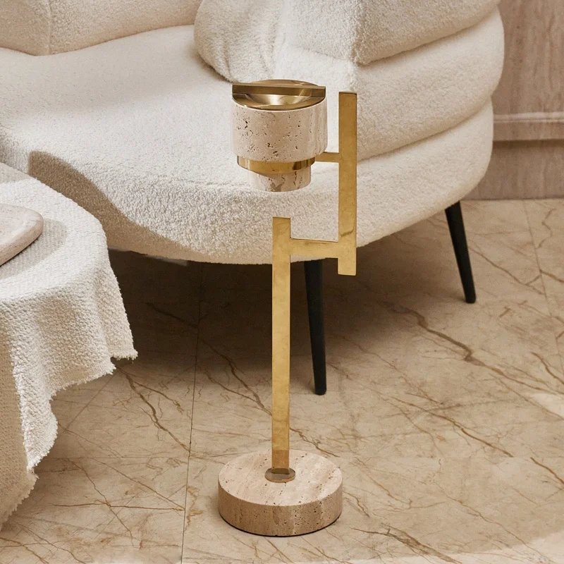 Luxurious Art Deco style handmade self-adhesive golden beige marble incense burner sculpture, suitable for home decoration