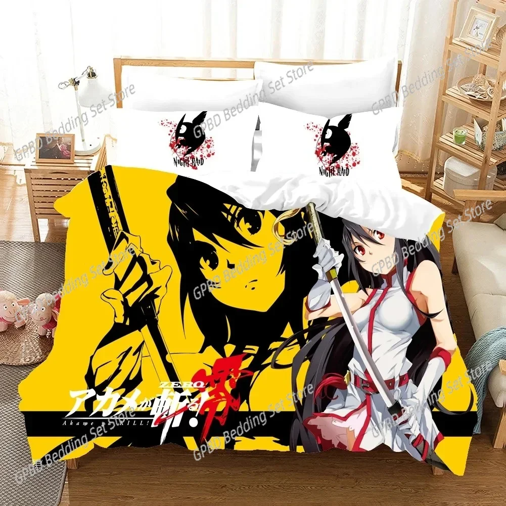 

3D Printed Akame ga KILL Comfortable Duvet Quilt Cover Pillowcase Bedding Set Children Bedroom Decoration Home Textile