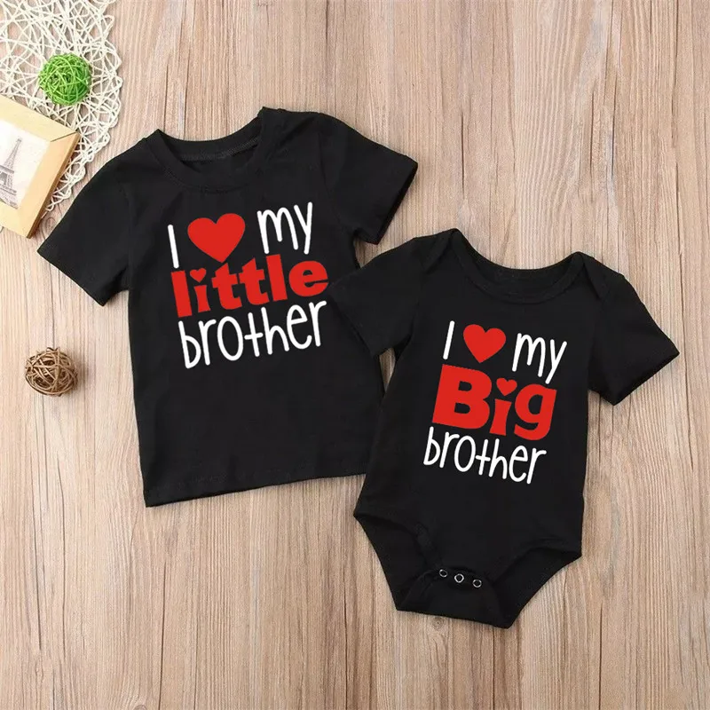 Matching Shirts Sibling Sisters Brother T-shirt I Love My Big Sister Brother Little Sister Kids Girl Boys Clothes Baby Bodysuits