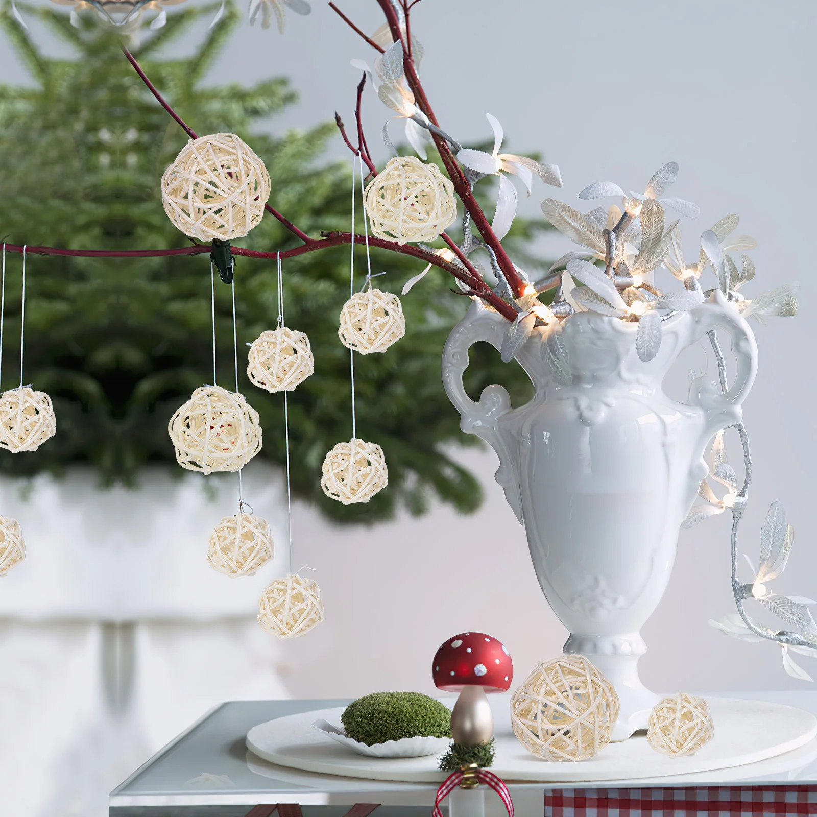 

15Pcs Rattan Ball Decoration 3cm 4cm 5cm Wicker Balls for Wedding Bridal Shower Christmas Party Home Rattan Ball