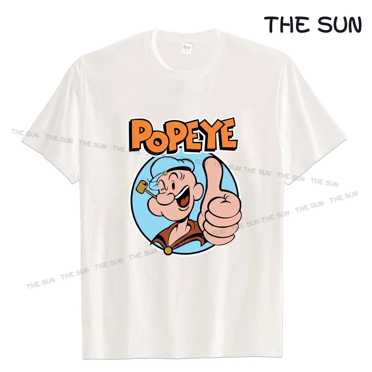 Popeye Katoenen Cartoon Print Shirt Schattig Casual T-Shirt Street Fashion Kleding Streetwear Heren Hiphop